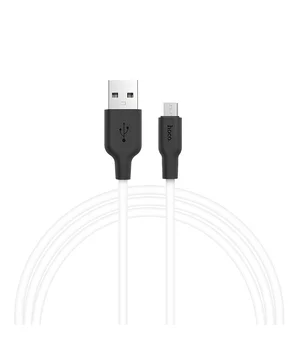 Дата кабель Hoco X21 Silicone MicroUSB Cable (1m) Чорний / Білий