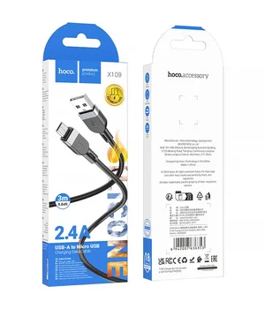 Дата кабель Hoco X109 Energy silicone USB to MicroUSB (3m) Black Дата кабель Hoco X109 Energy silicone USB to MicroUSB (3m) Black