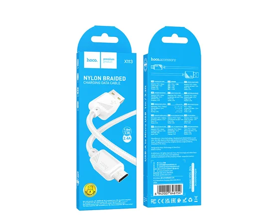 Дата кабель Hoco X113 Beneficio USB to MicroUSB (1m) White