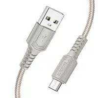 Дата кабель Borofone BX116 Certain USB to MicroUSB 2.4A (1m) Gray