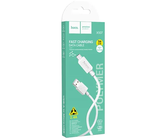 Дата кабель Hoco X107 USB to MicroUSB 2.4A (1m) White