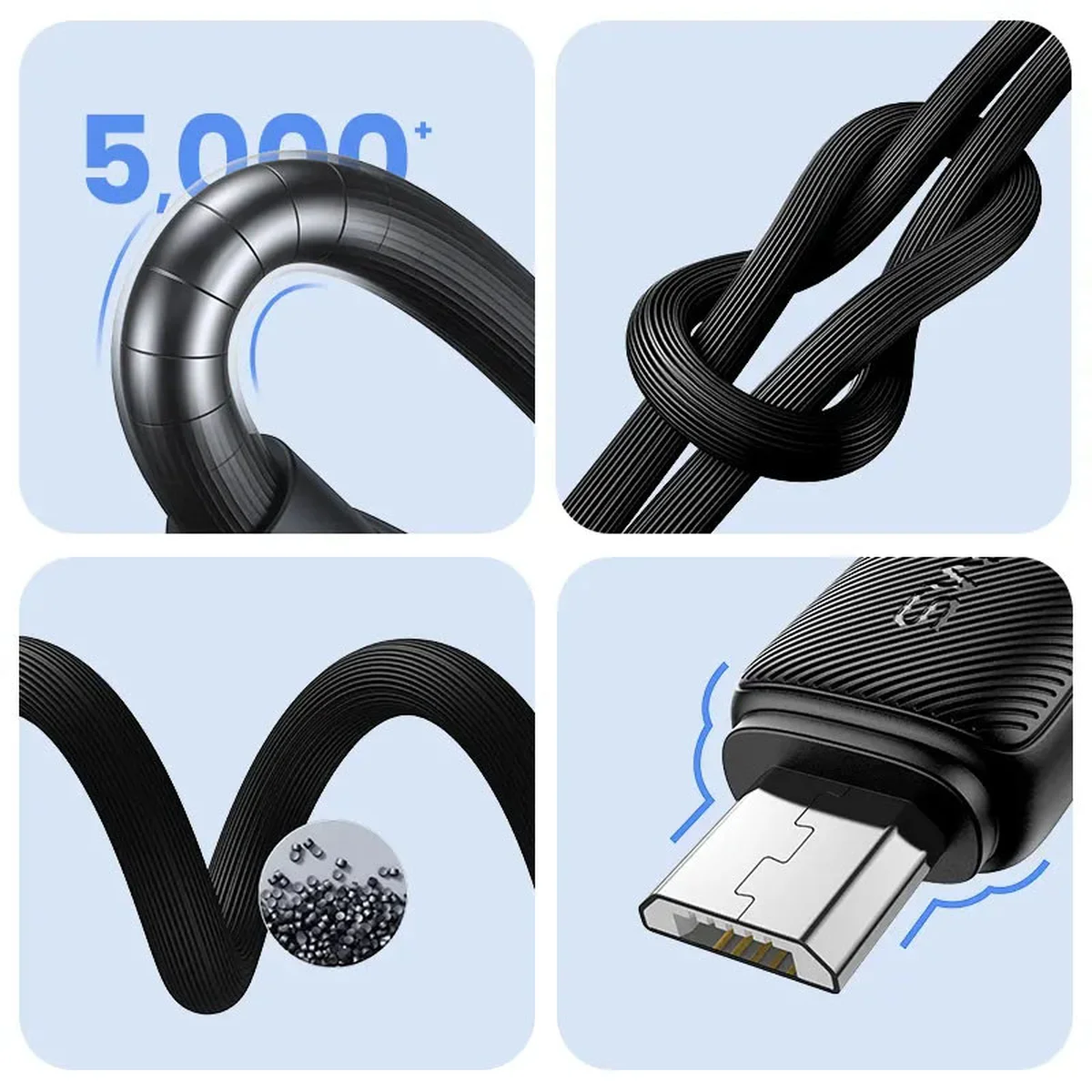Дата кабель Usams US-SJ690 Striped KY Ser. USB to MicroUSB 2A (1m) Black
