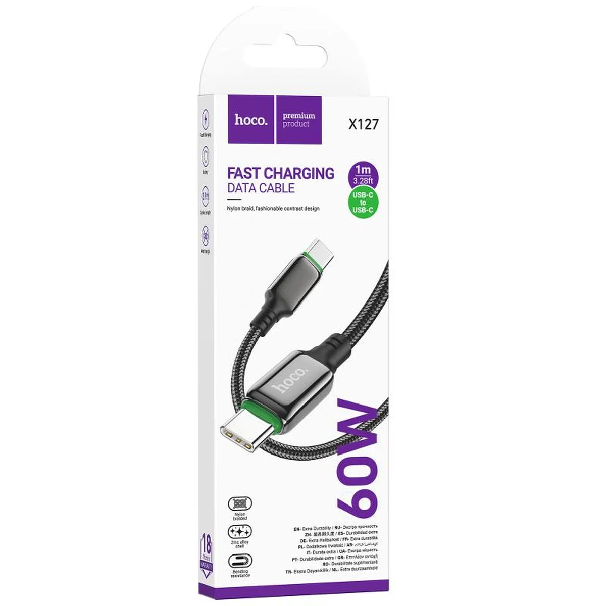 Дата кабель Hoco X127 Exceed Type-C to Type-C 60W (1m) Black