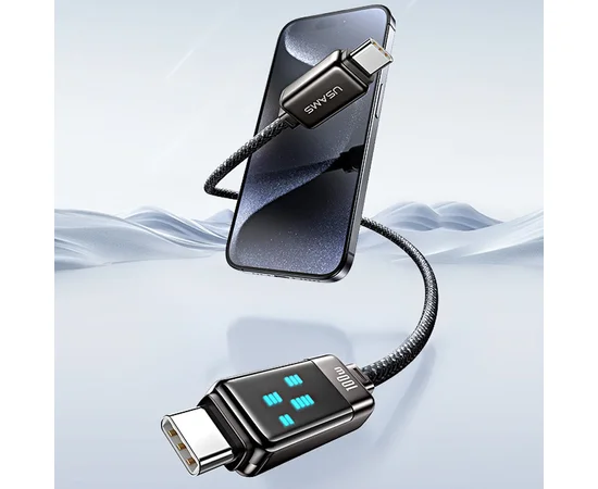 Дата кабель Usams US-SJ744 Meteor Ser. Type-C to Type-C 100W (1.2m) Tarnish