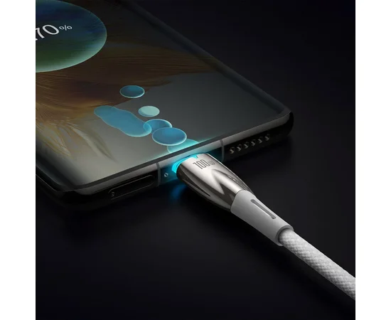 Дата кабель Baseus Glimmer Series Fast Charging Data Cable USB to Type-C 100W 1m (CADH00040) White