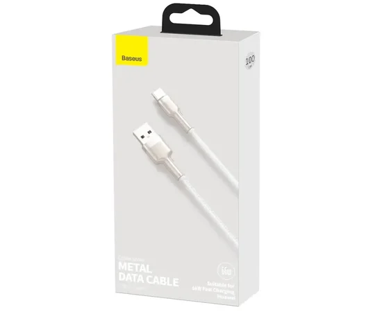 Дата кабель Baseus Cafule Metal Data USB to Type-C 66W (1m) (CAKF00010) White