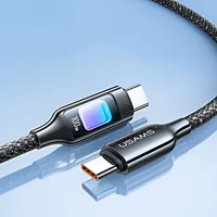 Дата кабель Usams US-SJ750 With Colorful Light TC Ser. Type-C to Type-C 100W (1.2m) Tarnish