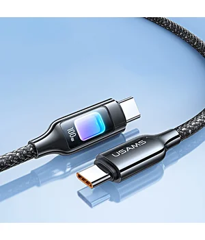 Дата кабель Usams US-SJ750 With Colorful Light TC Ser. Type-C to Type-C 100W (1.2m) Tarnish