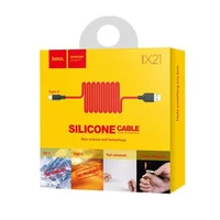 Дата кабель Hoco X21 Silicone Type-C Cable (1m) Черный / Красный
