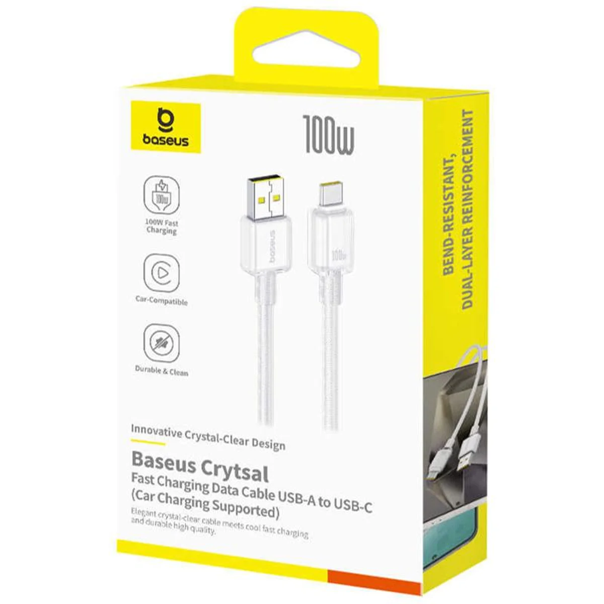 Дата кабель Baseus Crystal USB to Type-C 100W (2m) (E04279) Moon White