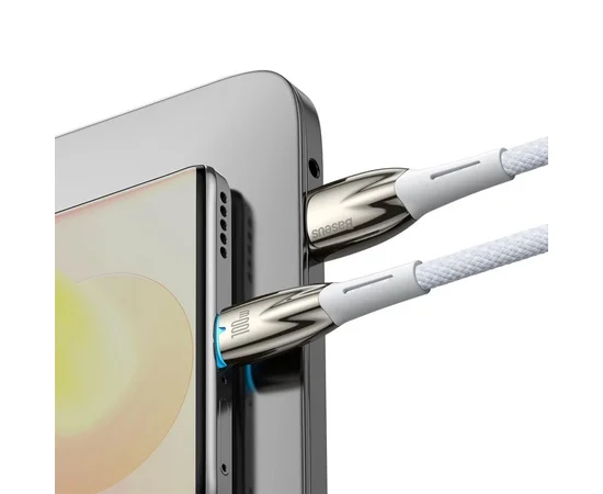 Дата кабель Baseus Glimmer Series Fast Charging Data Cable USB to Type-C 100W 1m (CADH00040) White