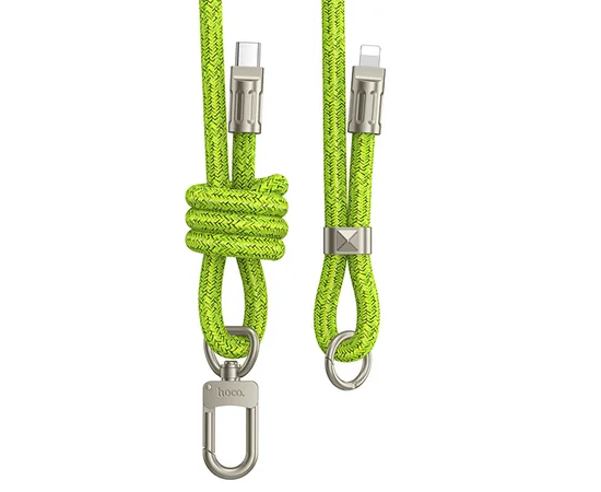 Дата кабель-шнурок Hoco GH7 Elegant Type-C to Lightning (1.8m) Fluorescent Green