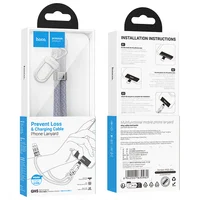 Дата кабель-шнурок Hoco GH5 Elegant Type-C to Type-C (0.21m) Denim Blue