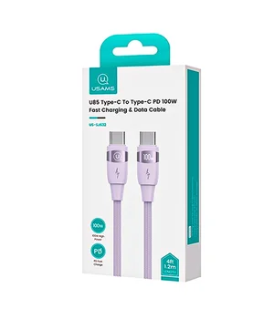 Дата кабель Usams US-SJ633 U85 Type-C to Type-C 100W (2m) Purple