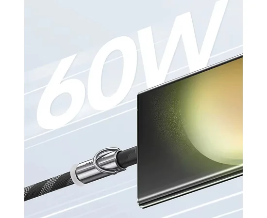 Дата кабель-шнурок Usams US-SJ745 Type-C to Type-C 60W (1.2m) Black