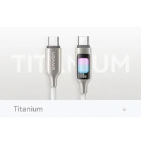 Дата кабель Usams US-SJ750 With Colorful Light TC Ser. Type-C to Type-C 100W (1.2m) Titanium