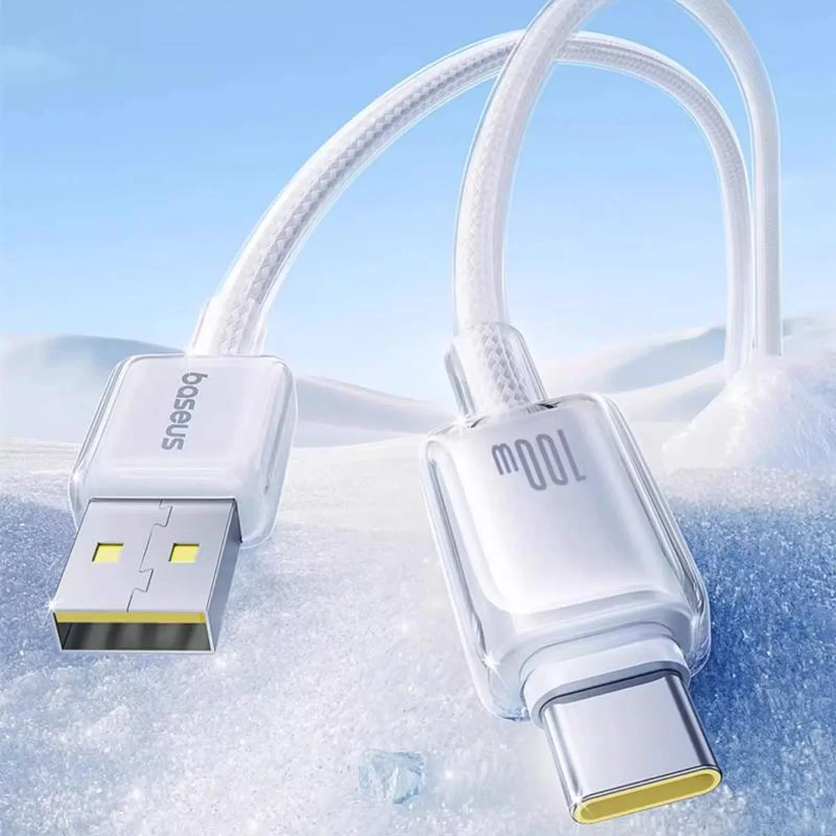 Дата кабель Baseus Crystal USB to Type-C 100W (1m) (E04279) Moon White