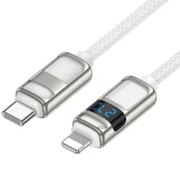 Дата кабель Hoco U137 Line with display Type-C to Lightning 27W (1.2m) White