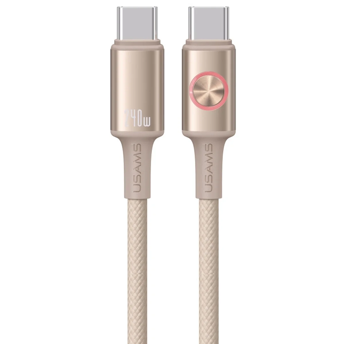Дата кабель Usams US-SJ751 With Colorful Light Huan Ser. Type-C to Type-C 240W (1.2m) Tarnish