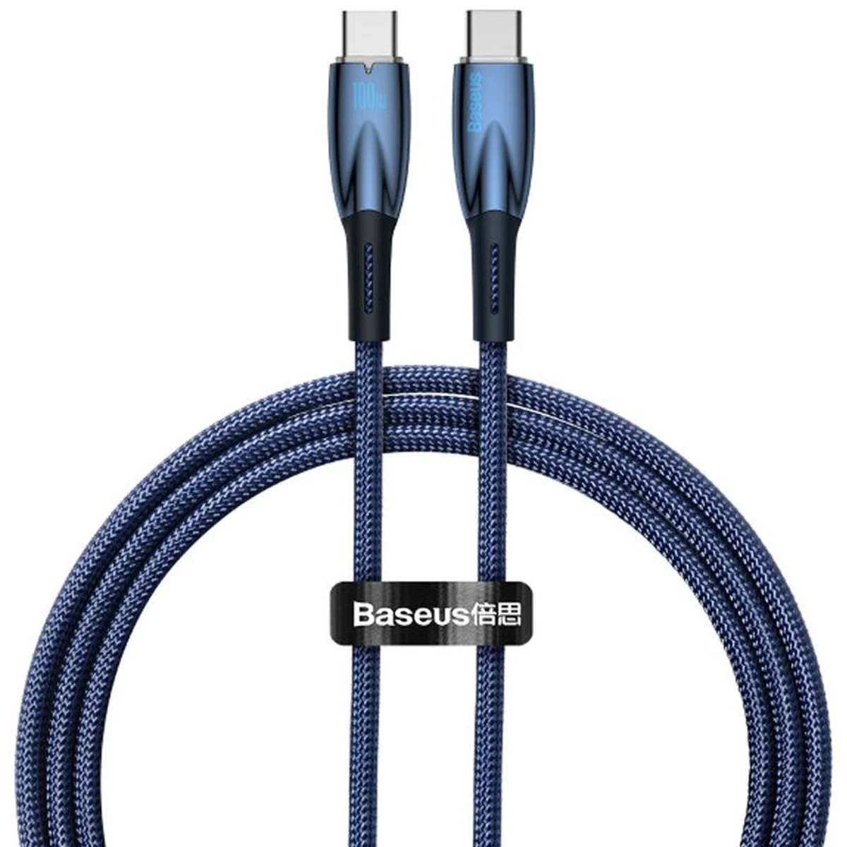 Дата кабель Baseus Glimmer Series Fast Charging Type-C to Type-C 100W 1m (CADH00070) Blue