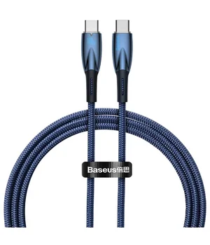 Дата кабель Baseus Glimmer Series Fast Charging Type-C to Type-C 100W 1m (CADH00070) Blue