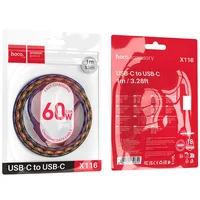 Дата кабель Hoco X116 Meridian Type-C to Type-C 60W (1m) Gradient Purple Mix