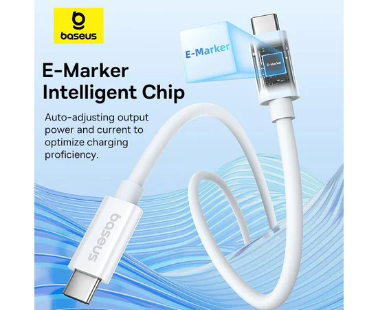 Дата кабель Baseus Superior Series 2 USB4 Full-Function Type-C to Type-C 240W (1m) (P10365200211) Moon White
