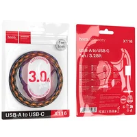 Дата кабель Hoco X116 Meridian USB to Type-C 3A (1m) Gradient Purple Mix