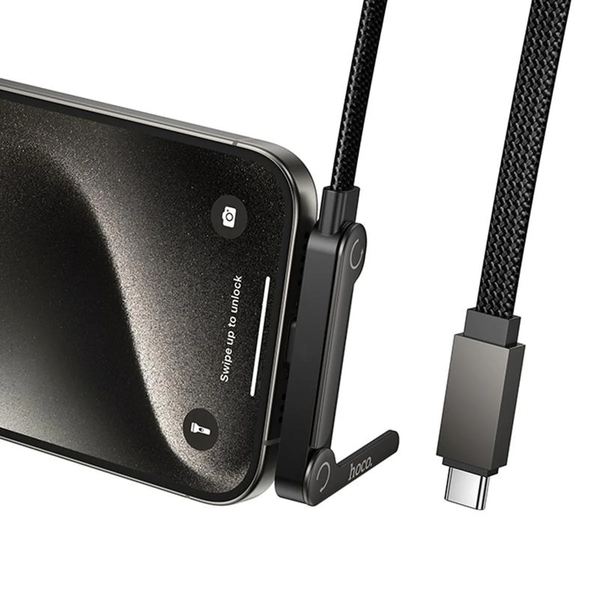 Дата кабель Hoco U150 Exquisite side plug and stand Type-C to Type-C 60W (1.2m) Black