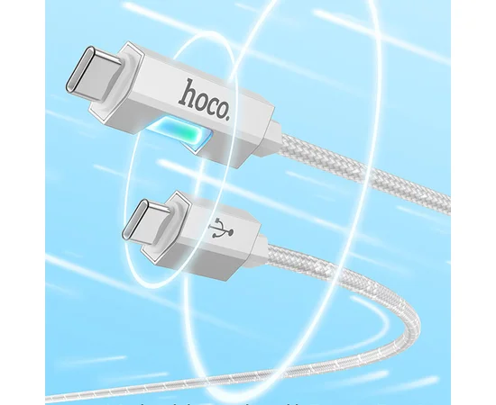 Дата кабель Hoco U123 Regent colorful 60W Type-C to Type-C (1.2m) Gray