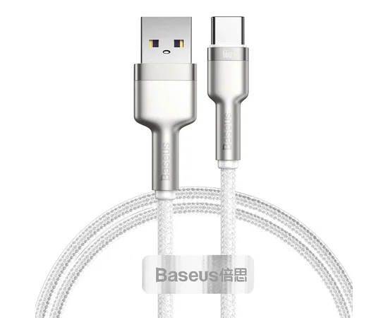 Дата кабель Baseus Cafule Metal Data USB to Type-C 66W (1m) (CAKF00010) White