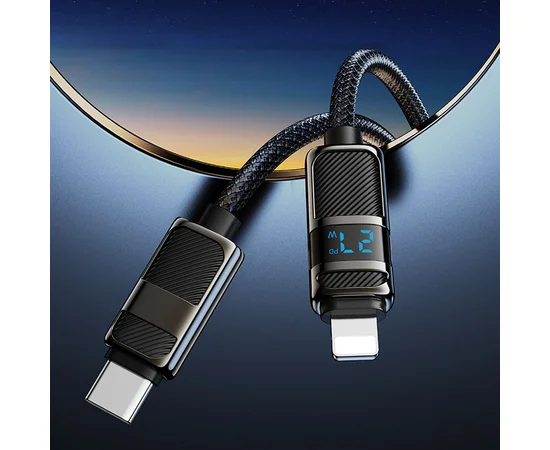 Дата кабель Hoco U137 Line with display Type-C to Lightning 27W (1.2m) Black