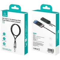 Дата кабель-шнурок Usams US-SJ746 Type-C to Lightning 30W (1.2m) Black