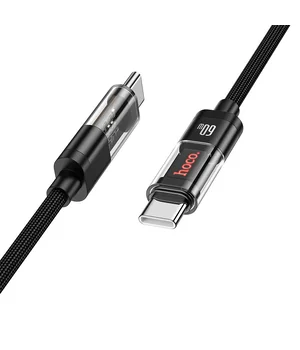 Дата кабель Hoco U116 Transparent Discovery Edition 60W Type-C to Type-C (1.2m) Black