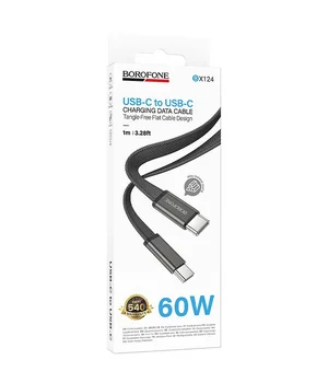 Дата кабель Borofone BX124 Peace Type-C to Type-C 60W (1m) Black