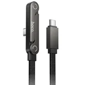Дата кабель Hoco U150 Exquisite side plug and stand Type-C to Type-C 60W (1.2m) Black