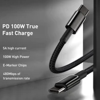 Дата кабель Baseus Tungsten Gold Type-C to Type-C Cable 100W (1m) (CATWJ-01) Чорний