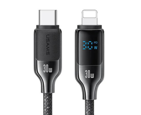 Дата кабель Usams US-SJ741 Digital Display HX Ser. Type-C to Lightning 30W (1.2m) Tarnish