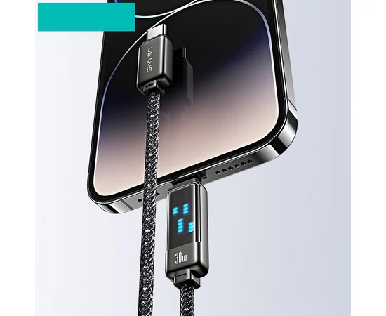 Дата кабель Usams US-SJ744 Meteor Ser. Type-C to Type-C 100W (1.2m) Tarnish