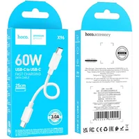 Дата кабель Hoco X96 Hyper Type-C to Type-C 60W (0.25m) White