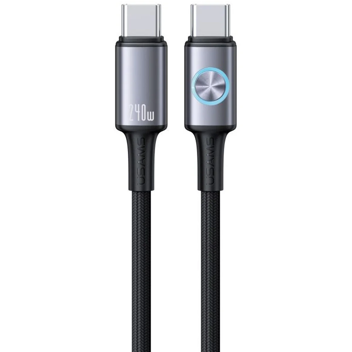 Дата кабель Usams US-SJ751 With Colorful Light Huan Ser. Type-C to Type-C 240W (1.2m) Desert Titanium