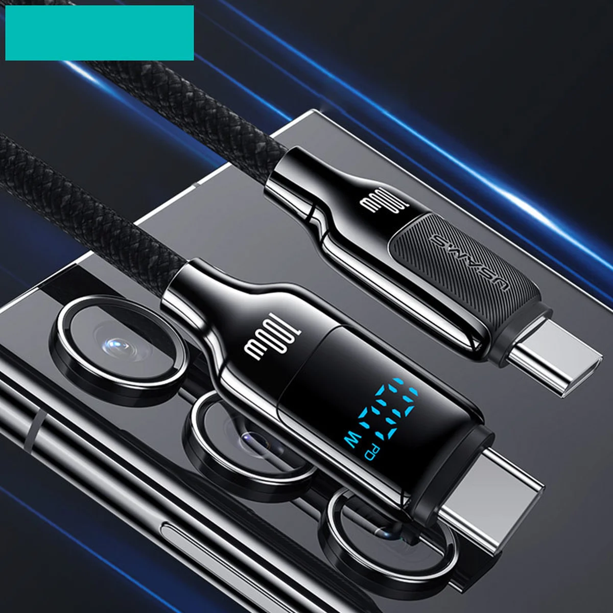 Дата кабель Usams US-SJ742 Digital Display HX Ser. Type-C to Type-C 100W (1.2m) Tarnish