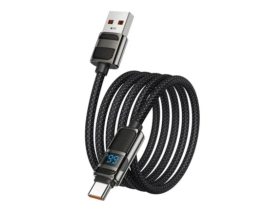 Дата кабель Hoco U137 Line with display USB to Type-C 5A/66W (1.2m) Black