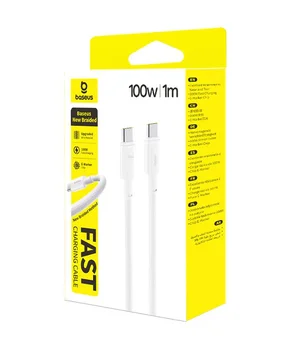 Дата кабель Baseus New Braided Type-C to Type-C 100W (1m) (E0426) Moon White
