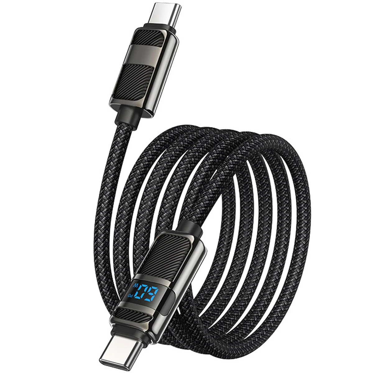 Дата кабель Hoco U137 Line with display Type-C to Type-C 60W (1.2m) Black