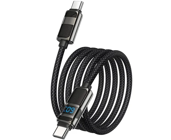 Дата кабель Hoco U137 Line with display Type-C to Type-C 60W (1.2m) Black