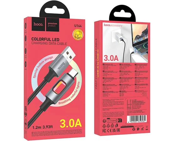 Дата кабель Hoco U144 New USB to Type-C 3A (1.2m) Black