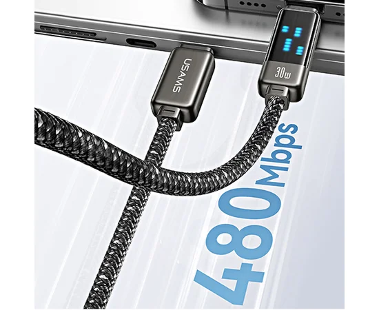 Дата кабель Usams US-SJ744 Meteor Ser. Type-C to Type-C 100W (1.2m) Tarnish