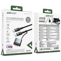 Дата кабель Acefast C22-05 2in1 Type-C to Type-C 240W/MAG3 140W (1.2m) Black