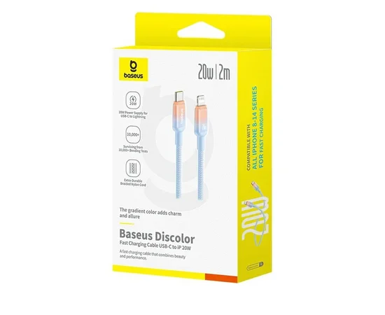 Дата кабель Baseus Discolor Series Fast Charging Type-C to Lightning 20W (2m) (P10374901) Galaxy Blue